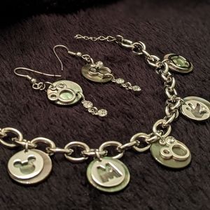 Matching Set: Mickey Charm Bracelet and Earrings